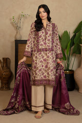 3 Piece Printed Cotton Linen Suit with Dupatta WNS-52055