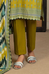 3 Piece Printed Cotton Linen Suit with Dupatta WNS-52056