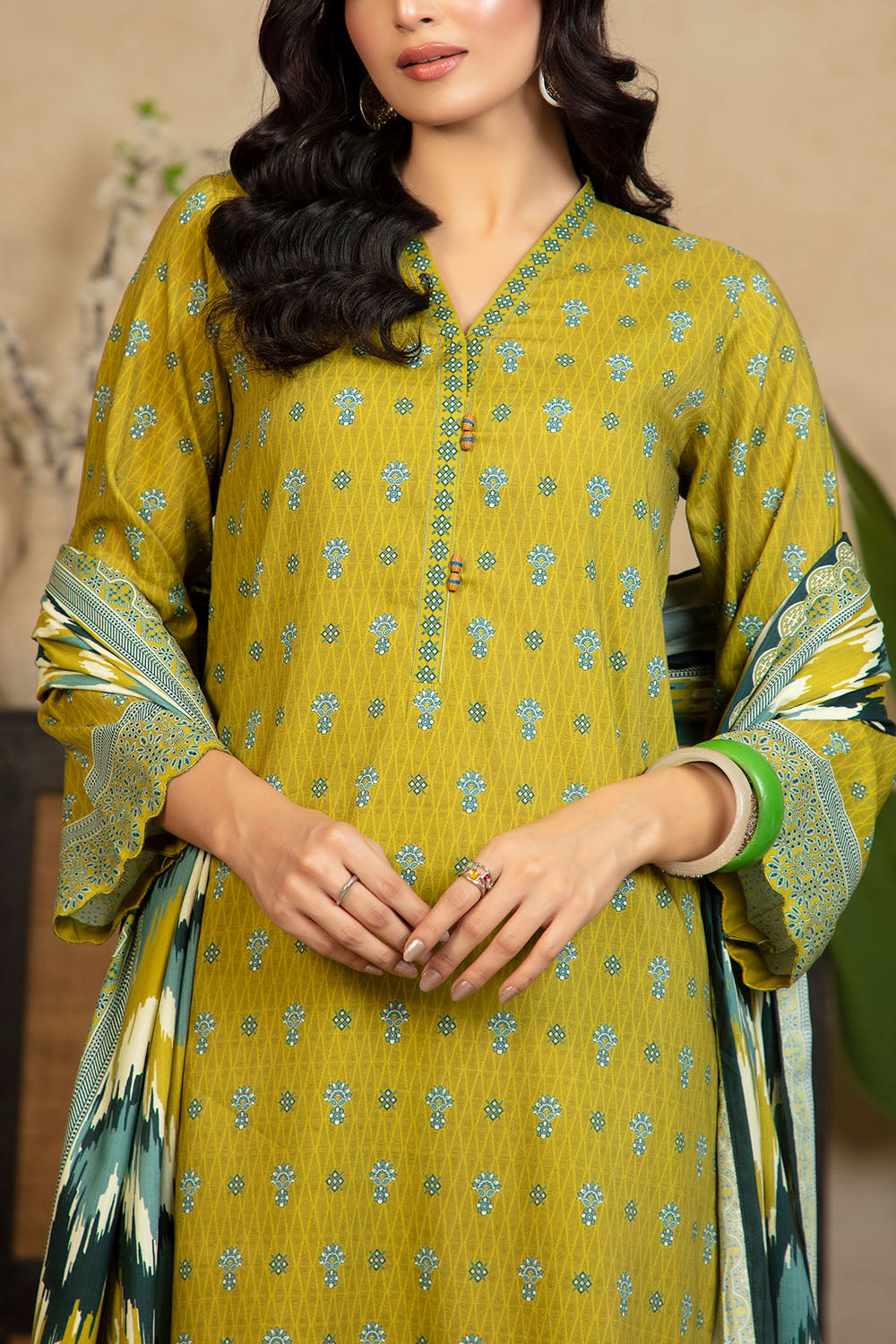 3 Piece Printed Cotton Linen Suit with Dupatta WNS-52056