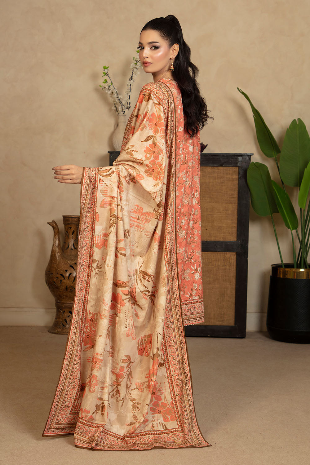 3 Piece Printed Cotton Linen Suit with Dupatta WNS-52057