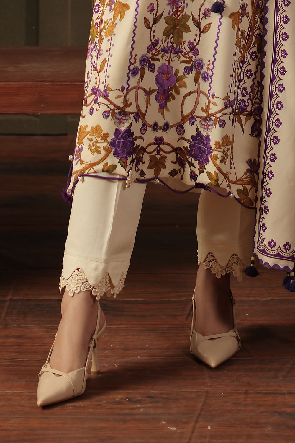 3 Piece Printed Crepe Dobby Suit