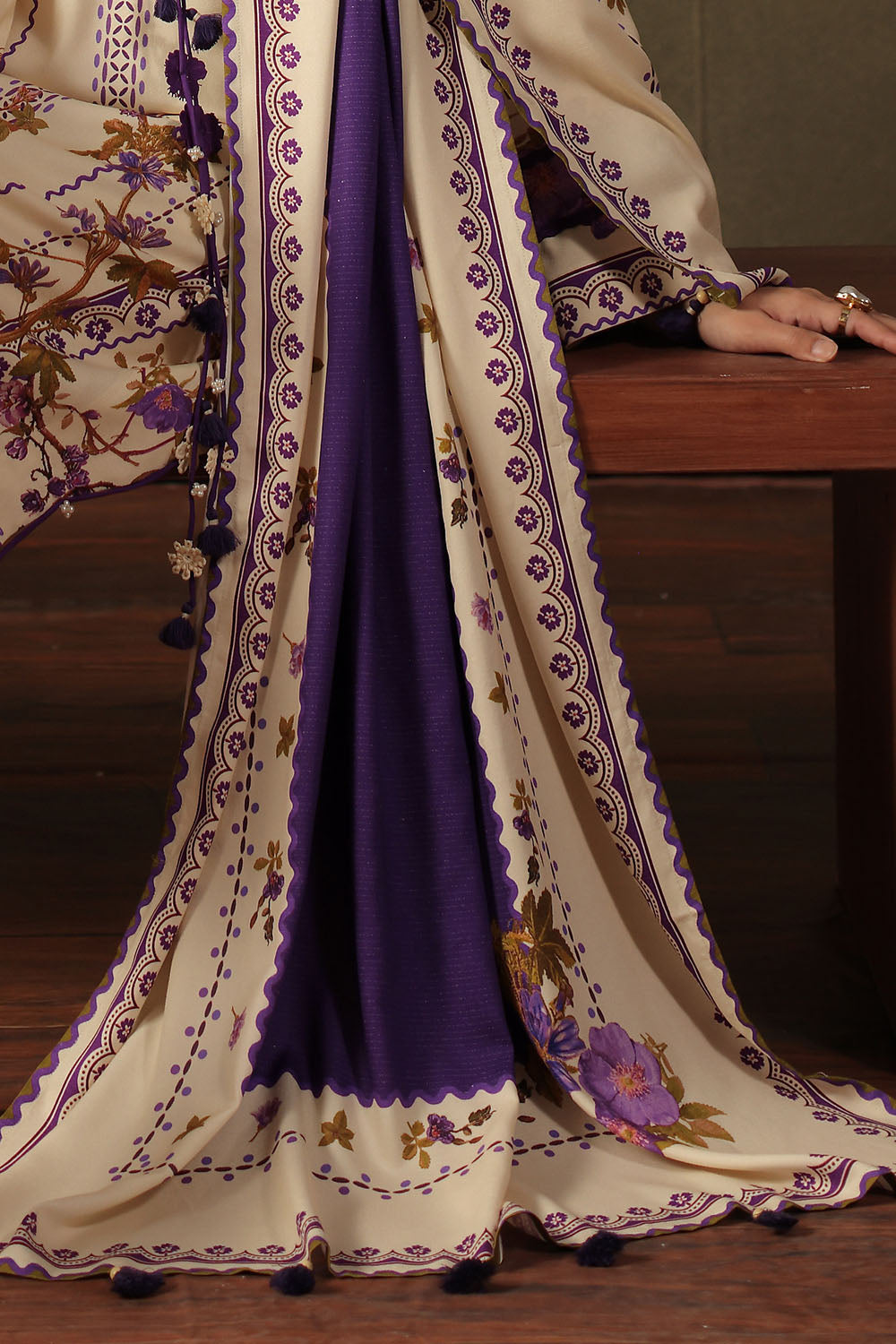 3 Piece Printed Crepe Dobby Suit