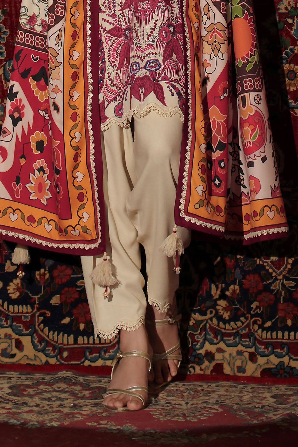 3 Piece Printed Crepe Dobby Suit