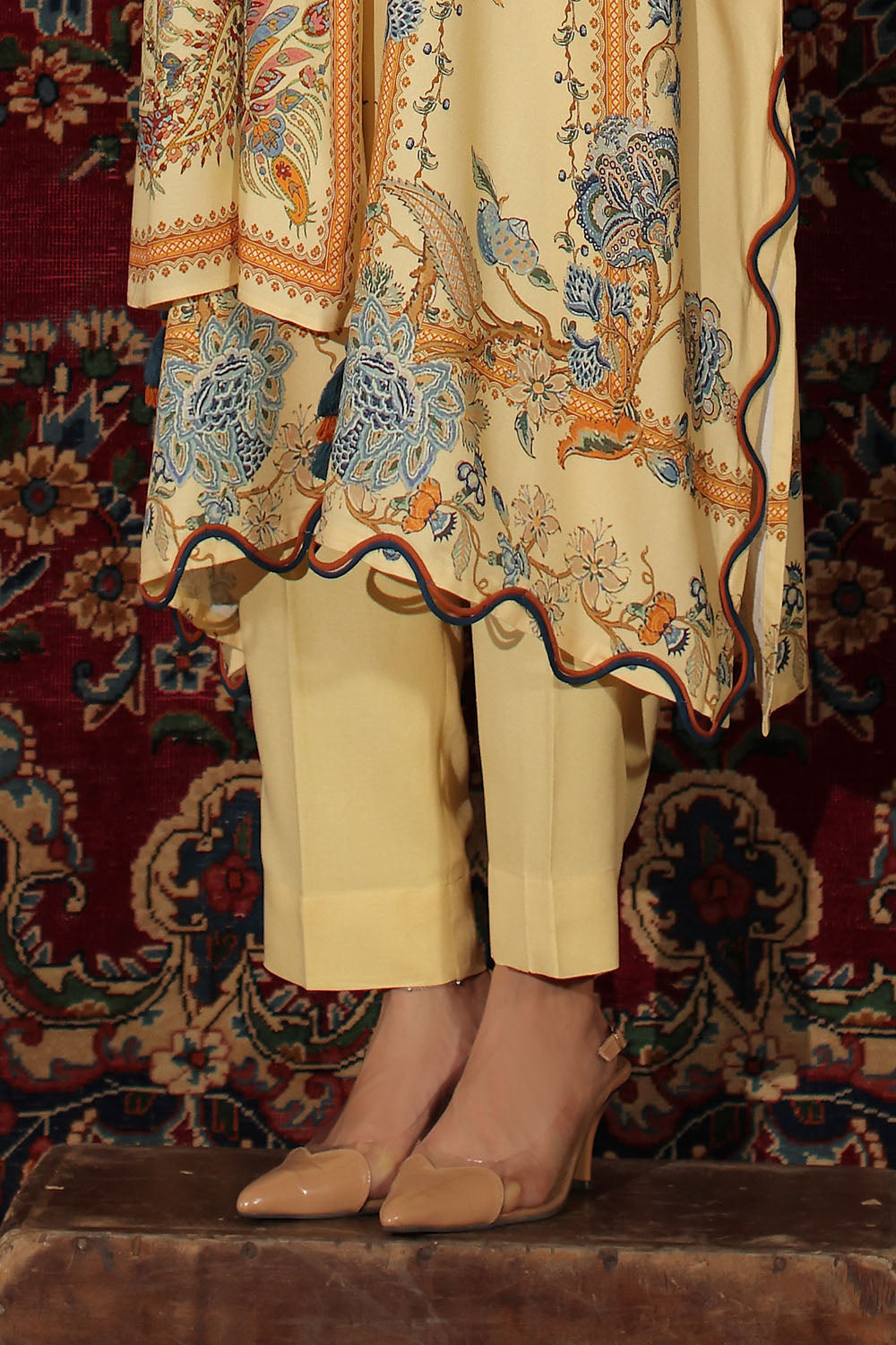 3 Piece Printed Crepe Dobby Suit