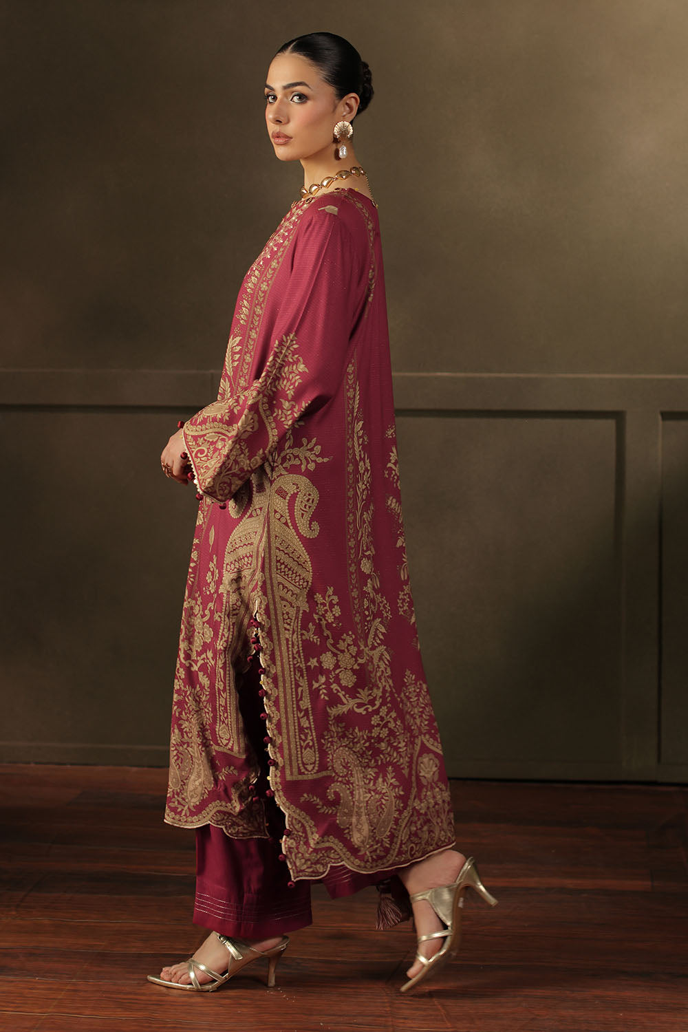 3 Piece Printed Crepe Dobby Suit