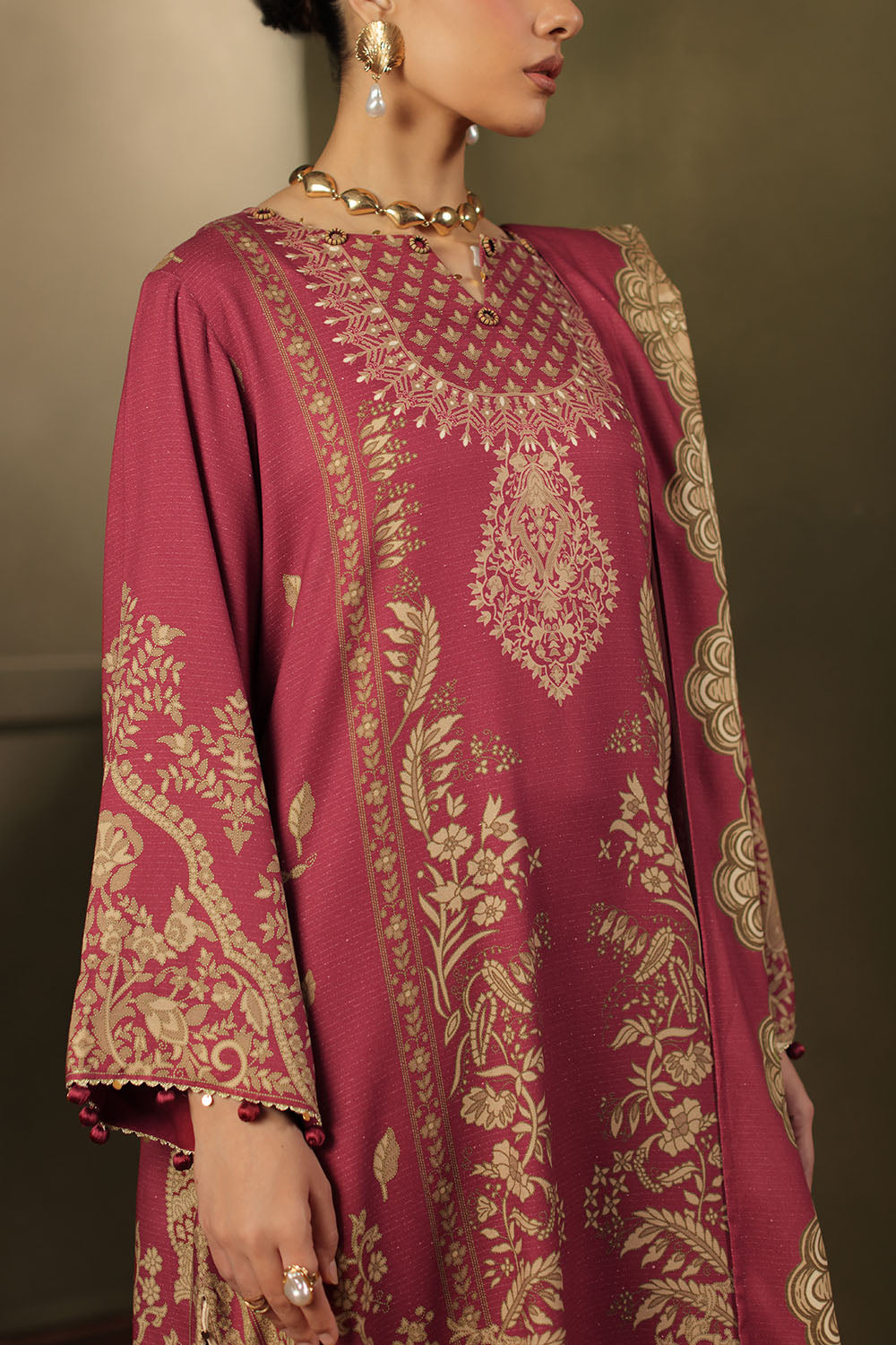 3 Piece Printed Crepe Dobby Suit