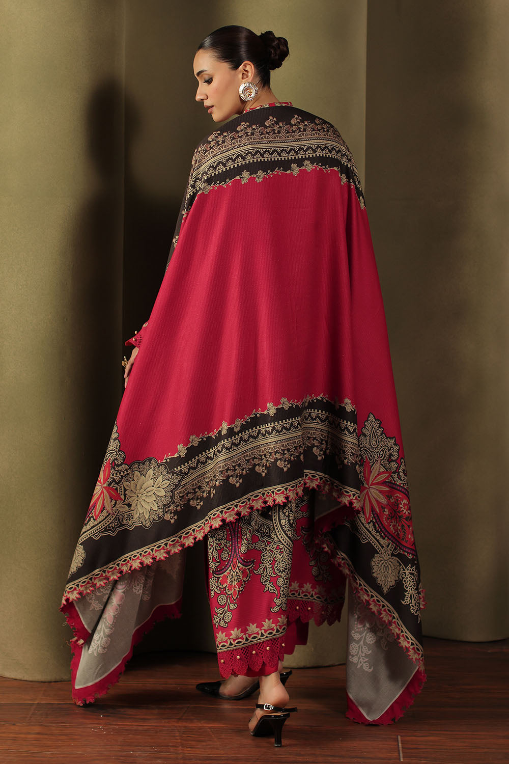 3 Piece Printed Crepe Dobby Suit