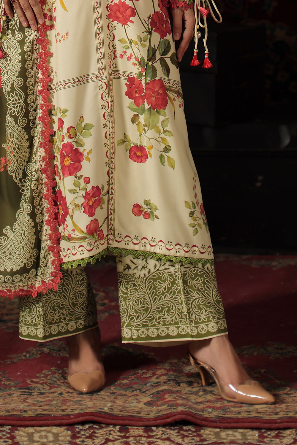 3 Piece Printed Crepe Dobby Suit