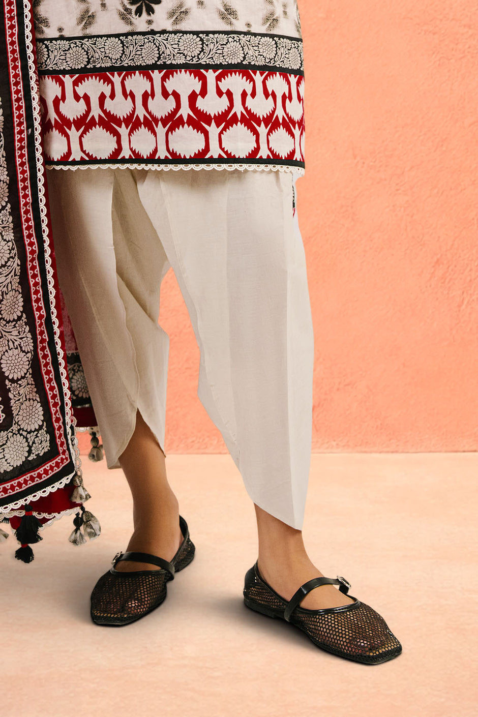 3 Piece Embroidered Printed Cotton Suit with Printed Denting Lawn Dupatta