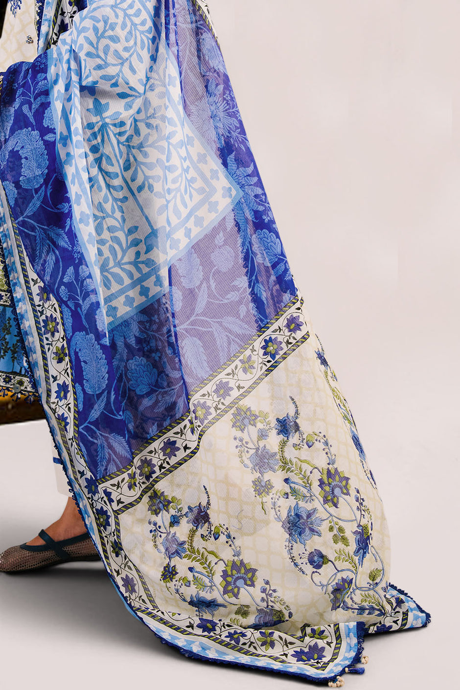 3 Piece Embroidered Printed Cotton Suit with Printed Denting Lawn Dupatta