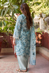 3 Piece Embroidered Printed Lawn Suit with Printed Denting Dupatta DN-62033