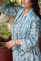 3 Piece Embroidered Printed Lawn Suit with Printed Denting Dupatta DN-62033