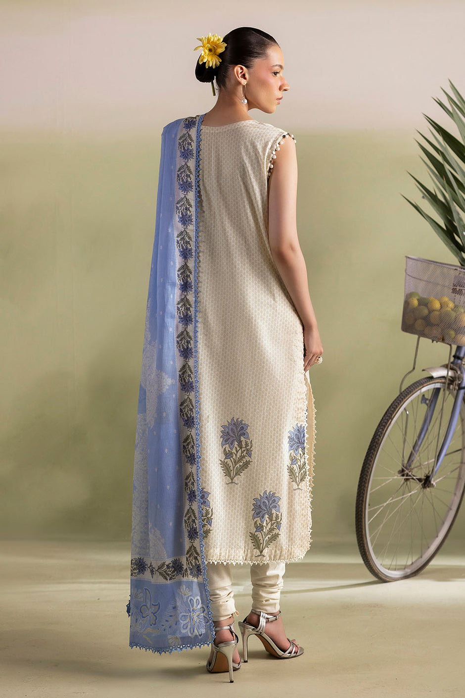 3 Piece Embroidered Printed Lawn Suit with Printed Denting Dupatta