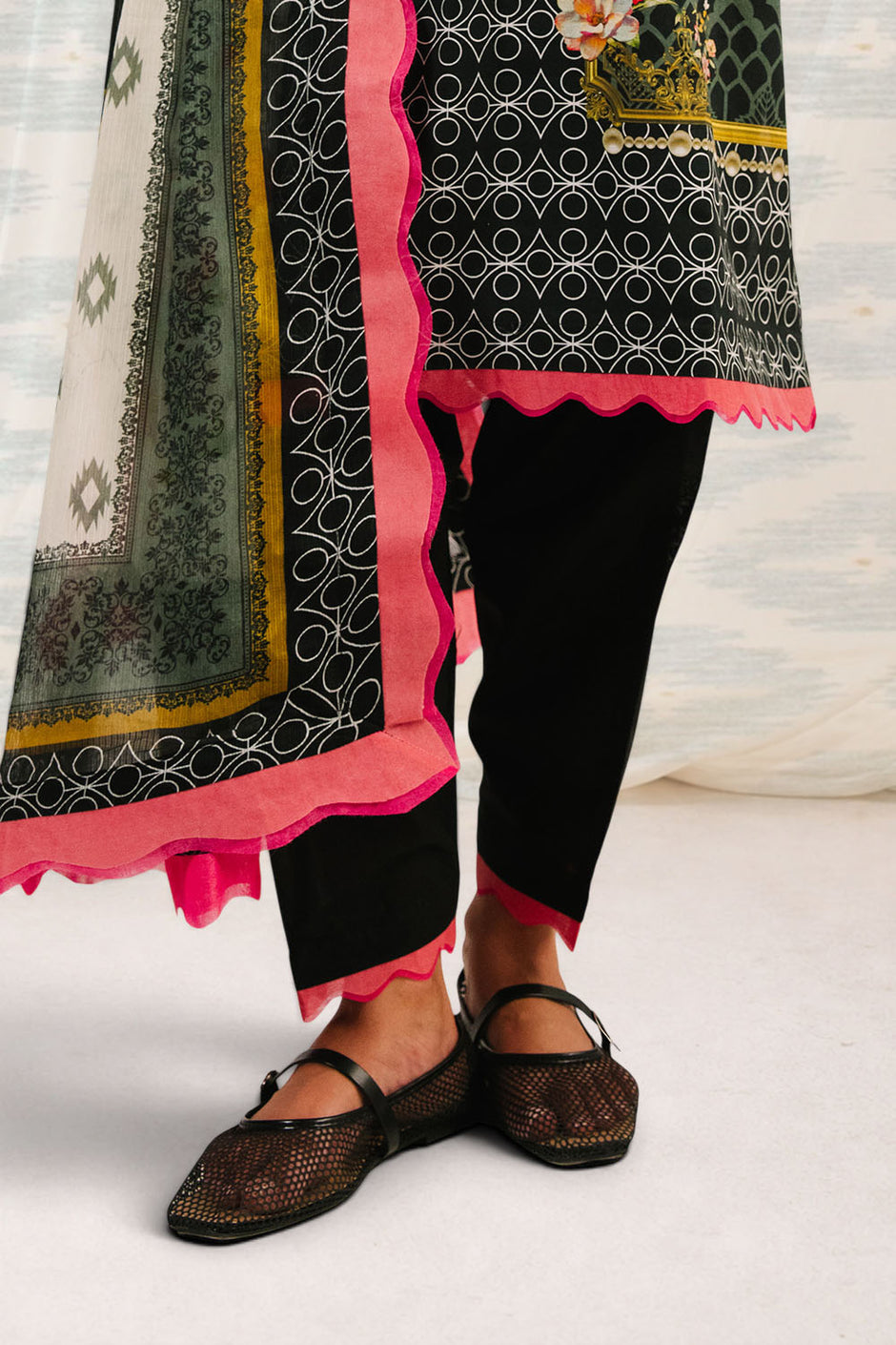 3 Piece Printed Cotton Suit with Printed Denting Lawn Dupatta and Embroidered Neckline