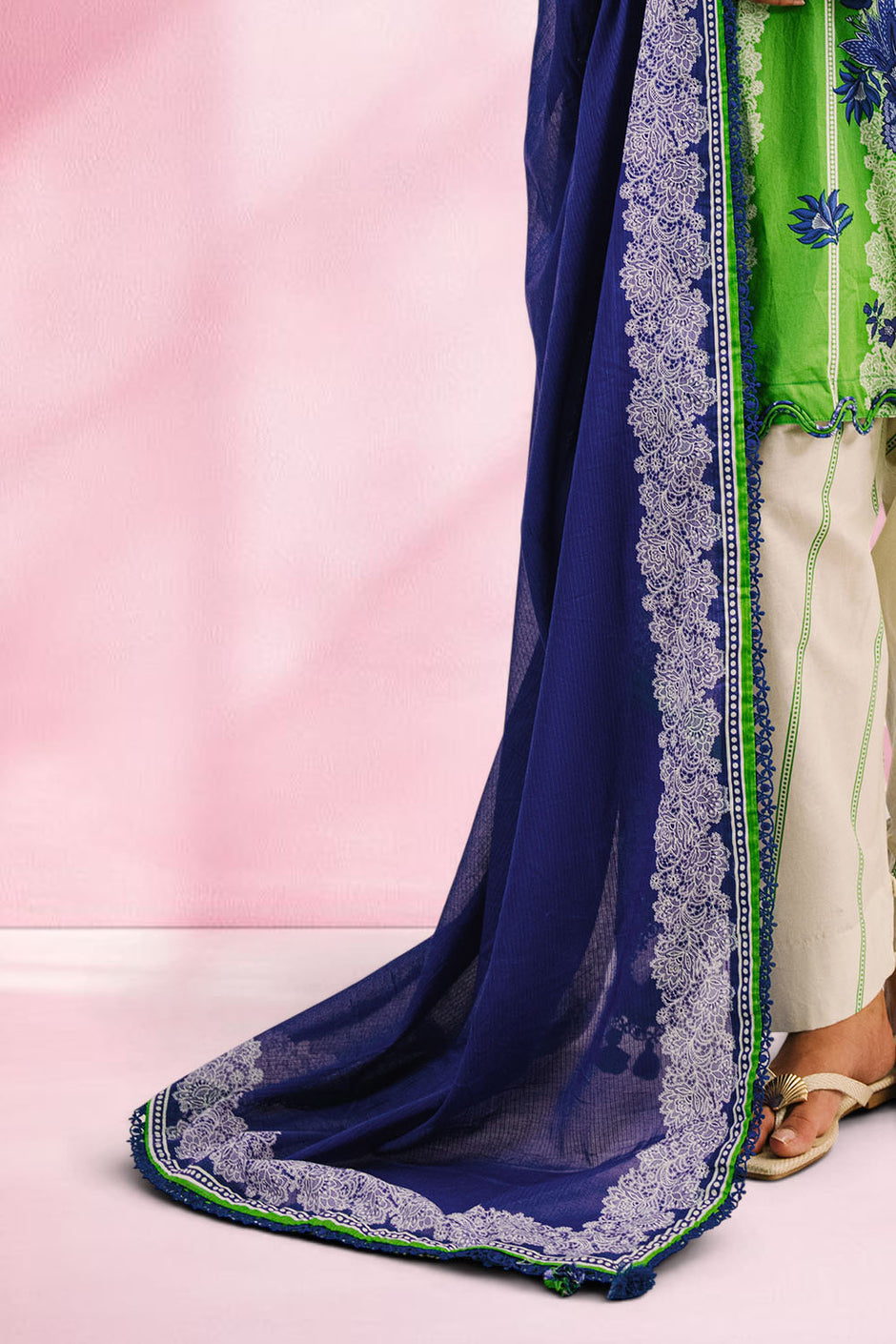 3 Piece Printed Cotton Suit with Printed Denting Lawn Dupatta and Embroidered Neckline