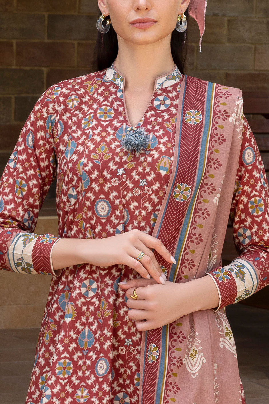 3 Piece Printed Cambric Suit with Lawn Dupatta