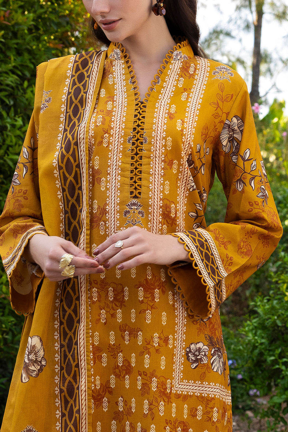 3 Piece Printed Cambric Suit with Lawn Dupatta