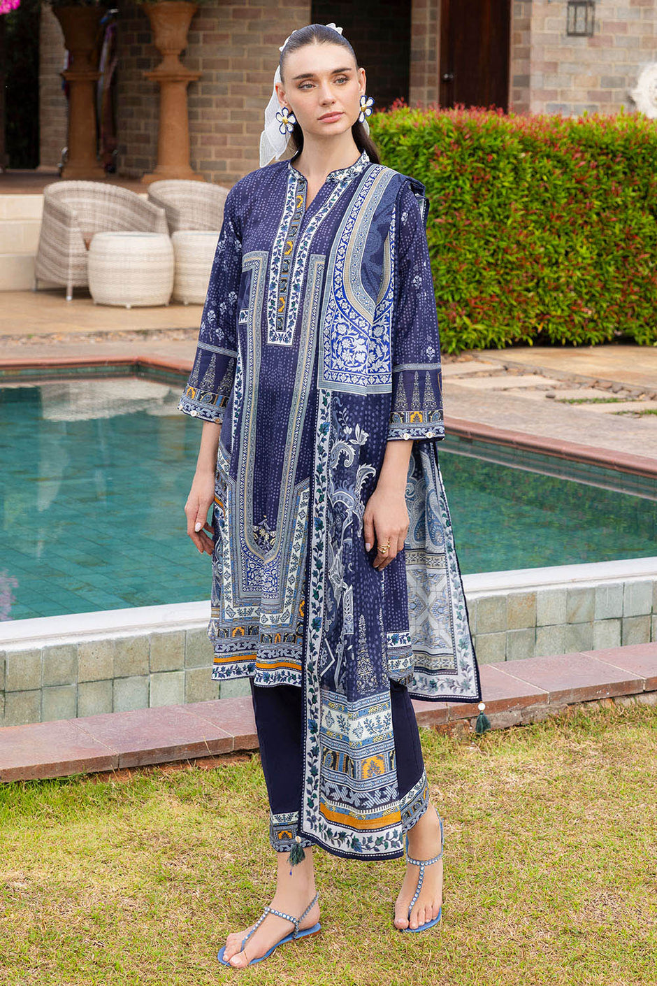 3 Piece Printed Cambric Suit with Lawn Dupatta