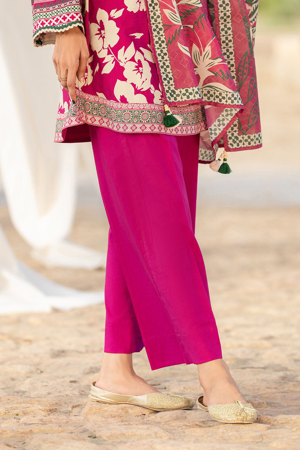 3 Piece Printed Textured Linen Suit