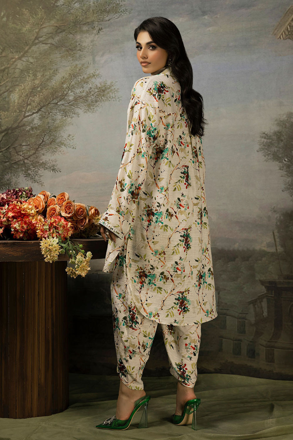 2 Piece Printed Jacquard Slub Khaddar Shirt and Trouser