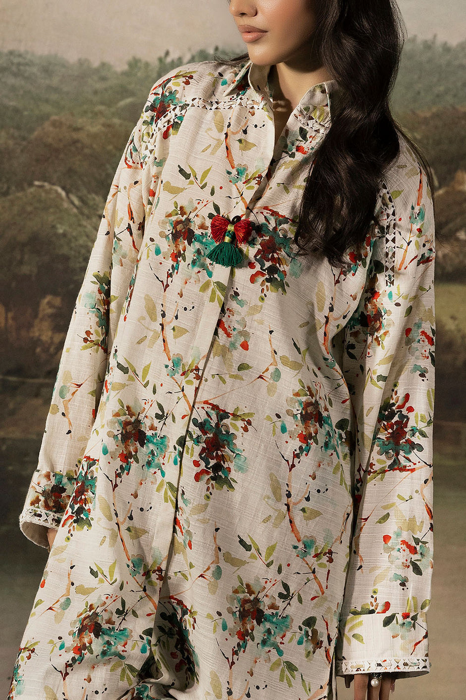 2 Piece Printed Jacquard Slub Khaddar Shirt and Trouser