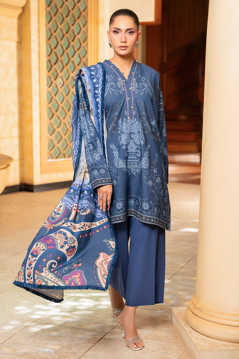 3 Piece Printed Karandi Suit