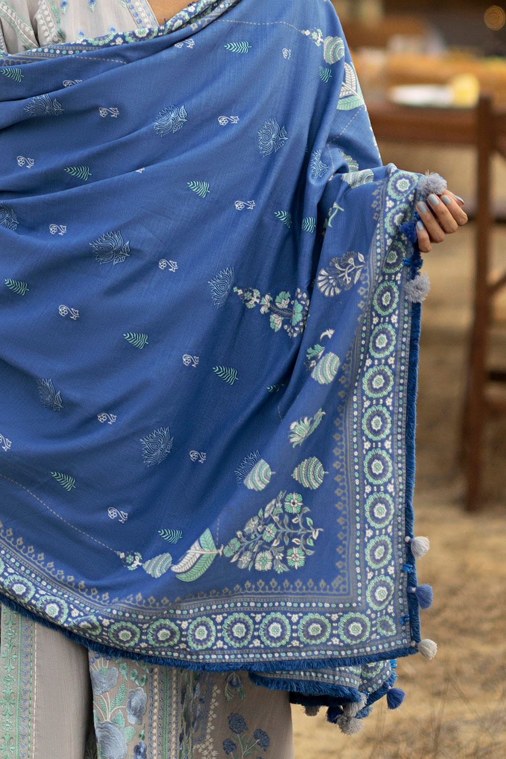 3 Piece Embroidered Khaddar Suit with Lacquer Printed Khaddar Dupatta