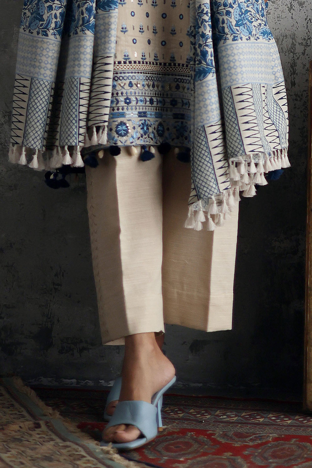 3 Piece Embroidered Khaddar Suit with Printed Khaddar Dupatta