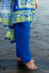 3 Piece Embroidered Khaddar Suit with Stripe Dupatta and Border K-52101