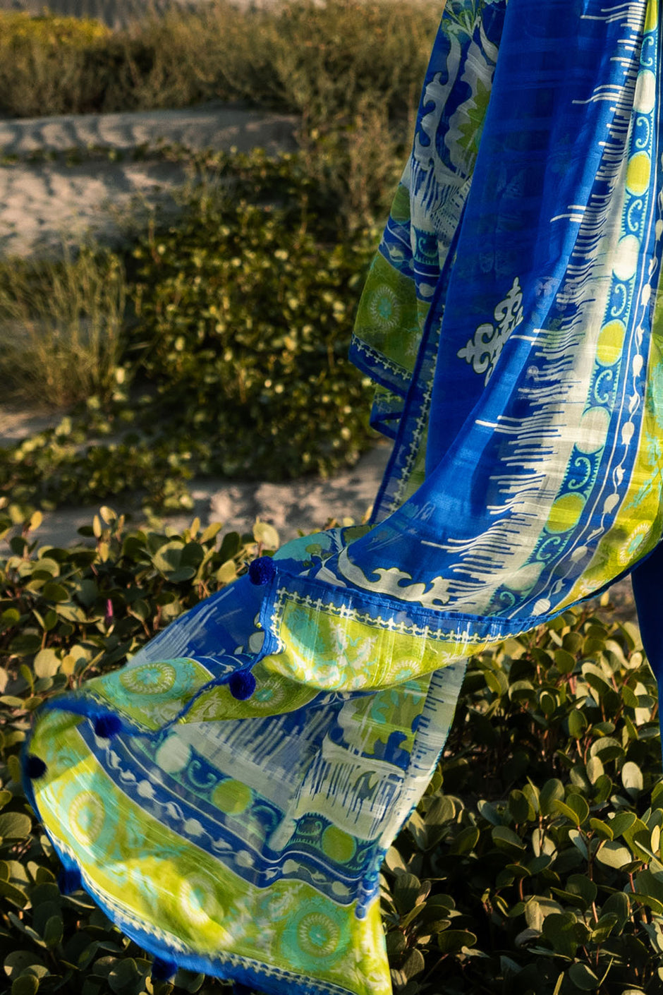 3 Piece Embroidered Khaddar Suit with Stripe Dupatta and Border