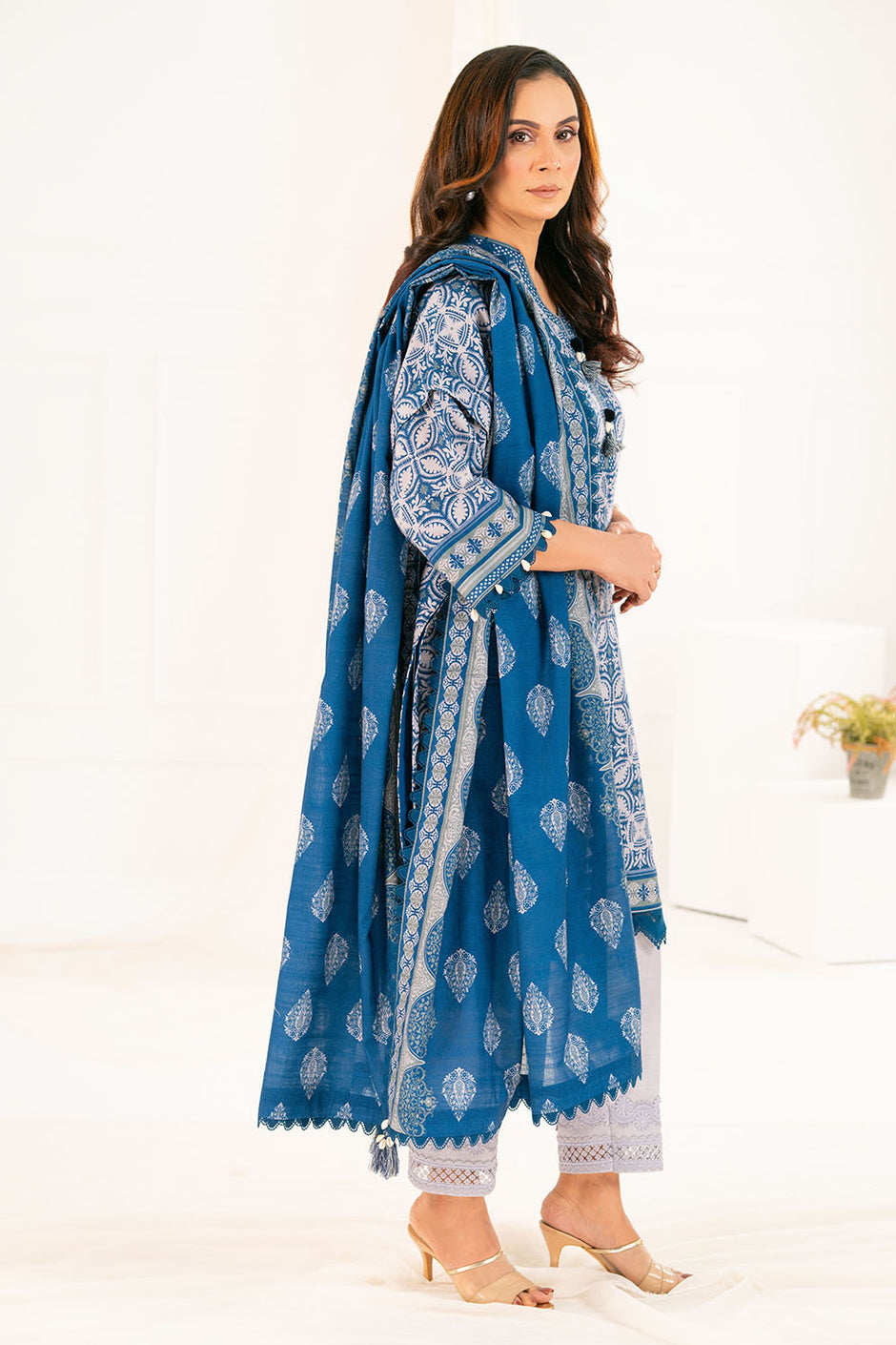3 Piece Printed Khaddar Suit with Dupatta