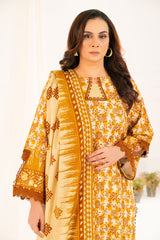 3 Piece Printed Khaddar Suit with Dupatta K-52087