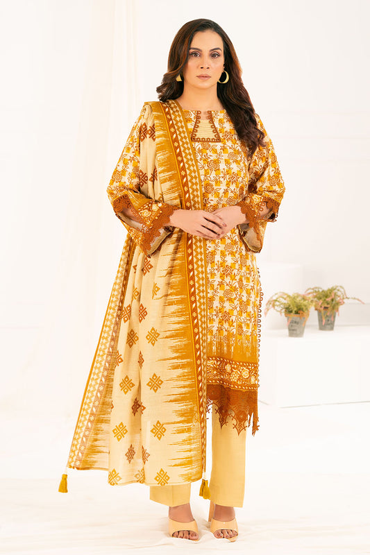 3 Piece Printed Khaddar Suit with Dupatta K-52087