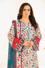 3 Piece Printed Khaddar Suit with Dupatta K-52089