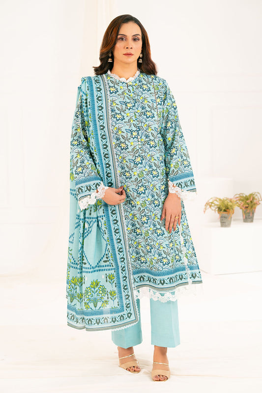 3 Piece Printed Khaddar Suit with Dupatta K-52093