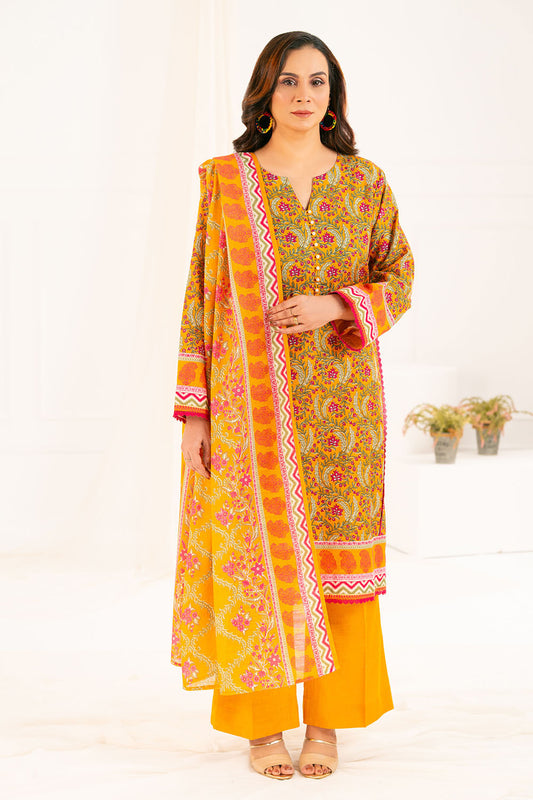 3 Piece Printed Khaddar Suit with Dupatta K-52099