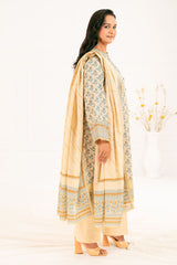 3 Piece Printed Khaddar Suit with Dupatta K-52105