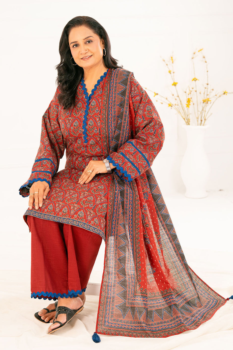 3 Piece Printed Khaddar Suit with Dupatta