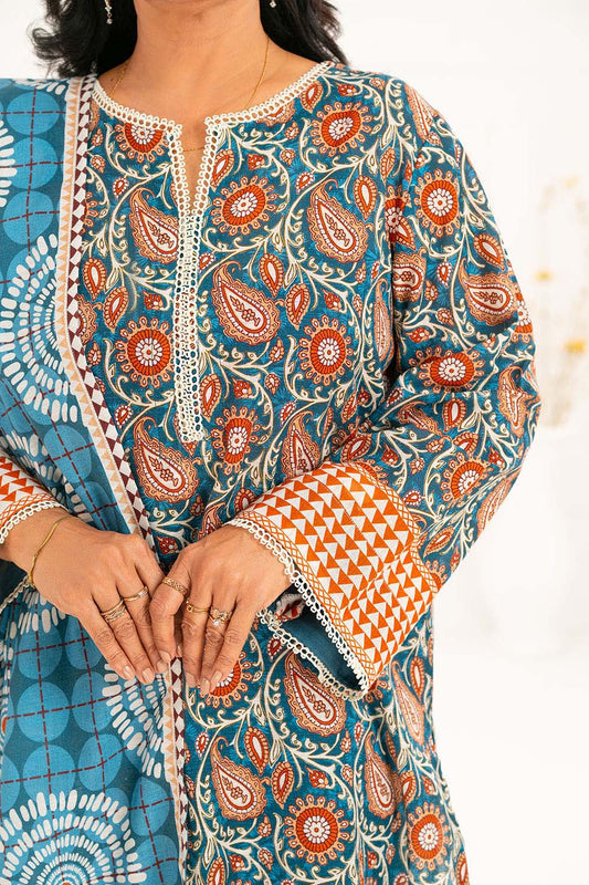 3 Piece Printed Khaddar Suit with Dupatta K-52108