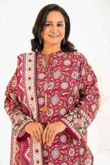 3 Piece Printed Khaddar Suit with Dupatta K-52109