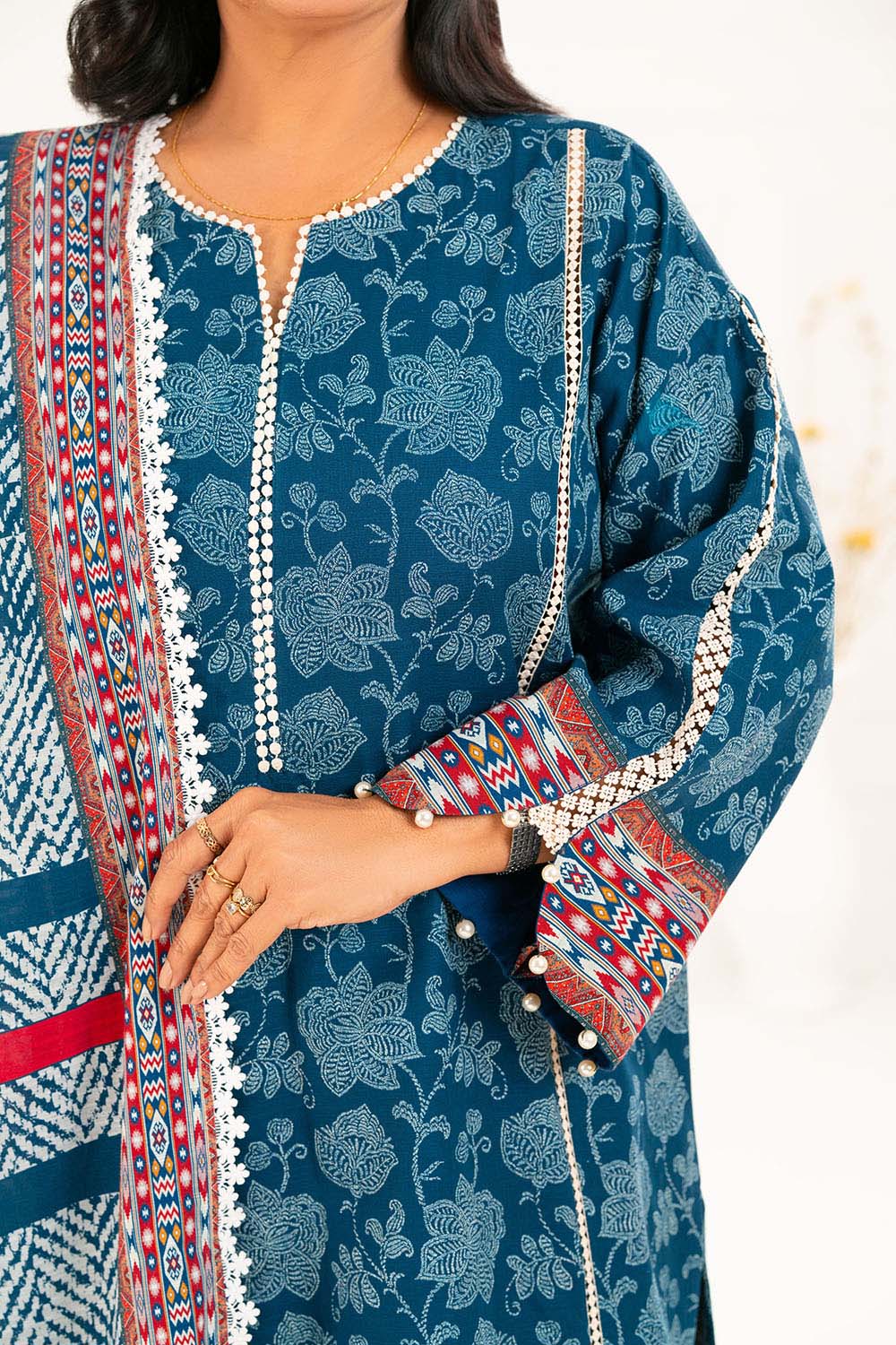 3 Piece Printed Khaddar Suit with Dupatta K-52110