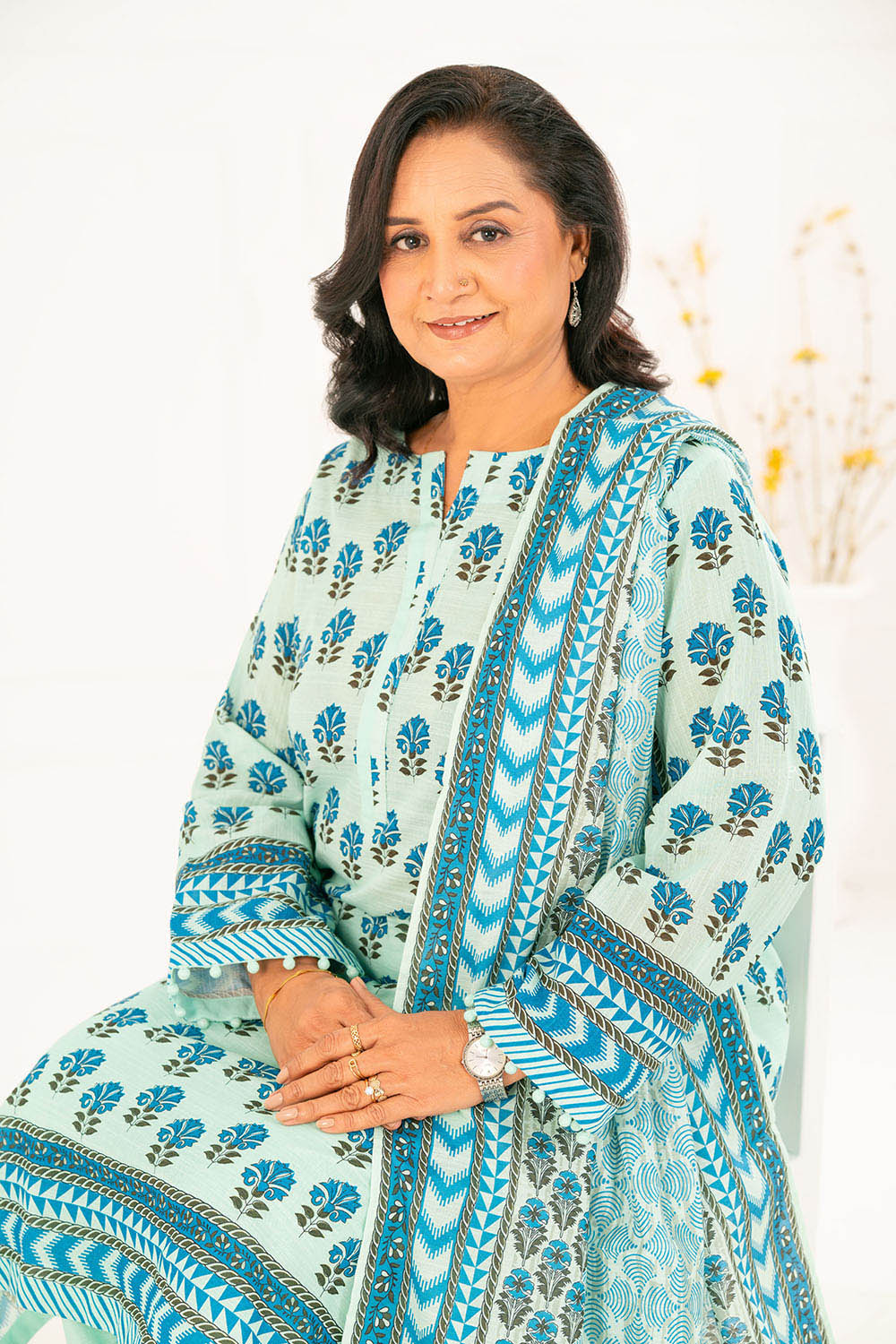 3 Piece Printed Khaddar Suit with Dupatta K-52114