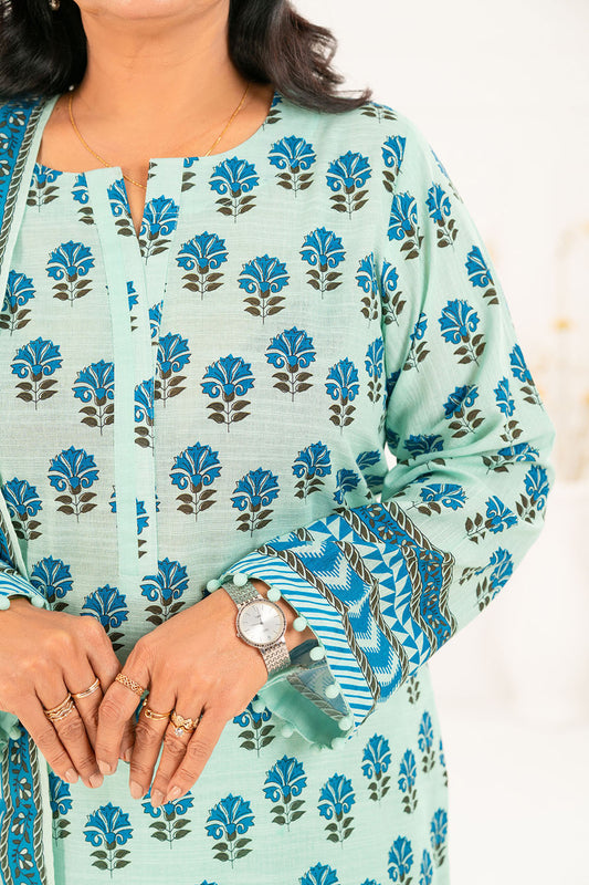 3 Piece Printed Khaddar Suit with Dupatta K-52114