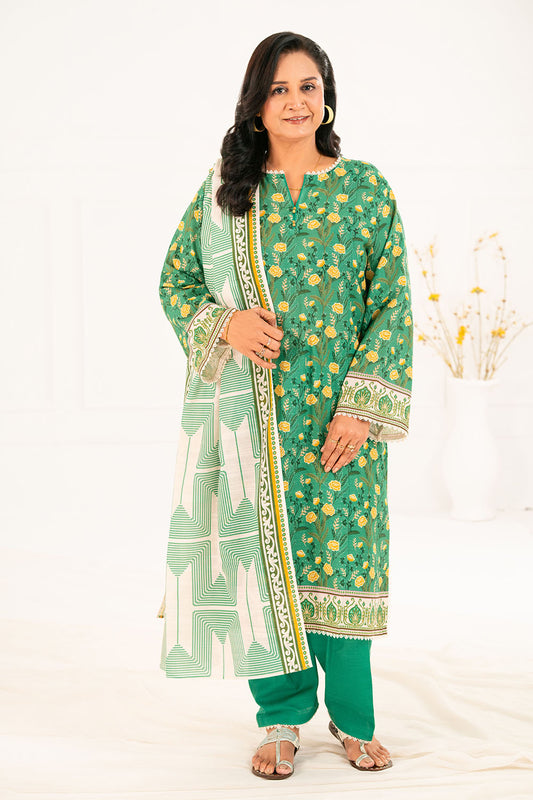 3 Piece Printed Khaddar Suit with Dupatta K-52115