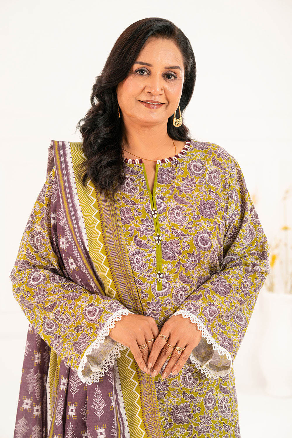3 Piece Printed Khaddar Suit with Dupatta K-52116