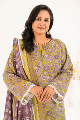 3 Piece Printed Khaddar Suit with Dupatta K-52116