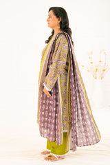 3 Piece Printed Khaddar Suit with Dupatta K-52116