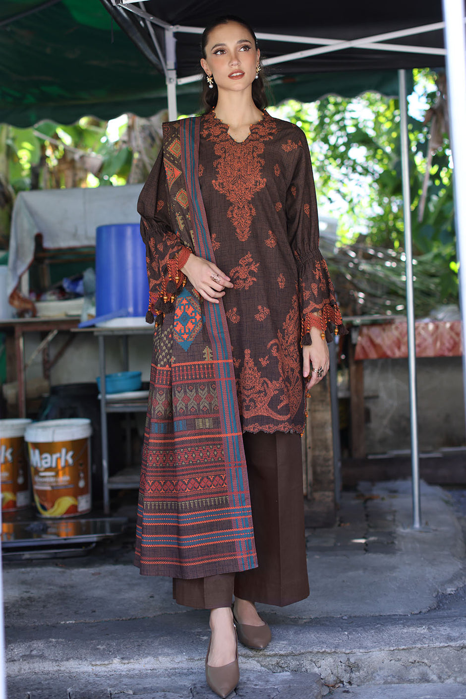 3 Piece Printed Khaddar Suit with Printed Khaddar Dupatta