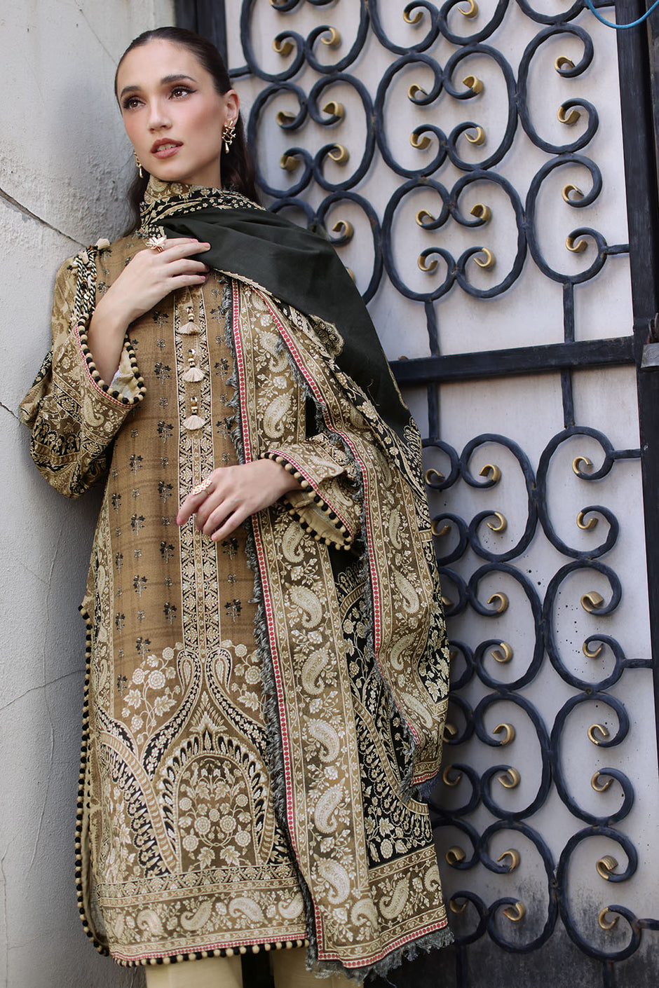 3 Piece Printed Khaddar Suit with Printed Khaddar Dupatta