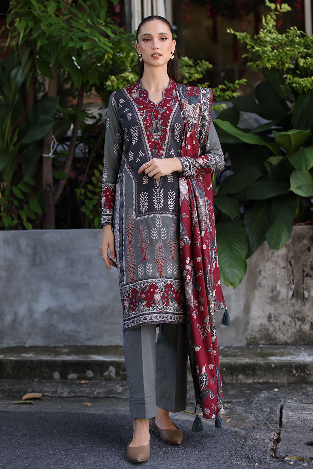 3 Piece Printed Khaddar Suit with Printed Khaddar Dupatta